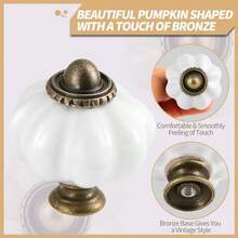 Zernmiarder Juego de 2 pomos de cerámica blanca Pomos de clóset de calabaza retro Tiradores de cajones clásico con tornillos para clóset cajón clóset y proyecto de hogar - Blanco - Ver 2