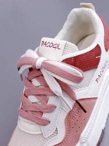 Flipark Women's Outdoor Sports Shoes, White Platform Sneakers, Breathable Casual Shoes, 2024 Spring Autumn New Style - Pink - View 6