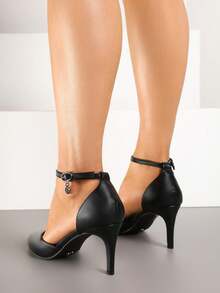 Vices Heels With Leather Insole And Ankle Strap - Black and White - View 4