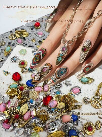 KIRAME KIRAME 30pcs/50pcs/100pcs Vintage Halloween Nail Art Charms, Mixed Alloy Nail Studs And Decorations,DIY Nail Art At Home,Nails Salon,Nail Supplies,Christmas,New Year,Festival Gift