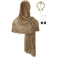 Wrap Sand Hooded Shawl With Viking Brooch Scarf Rogue Medieval Renaissance Cosplay Cloak Cape Accessoriesgift - 卡其色 - 查看 1