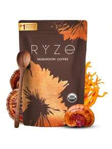 Miriyalyad [Free Shipping] Organic Mushroom Coffee – 6 Adaptogenic Mushrooms + MCT Oil For Energy, Focus, Digestion & Immunity Supports | Instant Coffee | 30 Servings