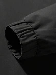 Men's Long Sleeve Jacket With Hooded Design, Convenient Zipper Closure, Simple Yet Layered Style. Overall Slim Fit, Suitable For Daily Outings, Casual Gatherings And More Occasions. - Black - View 7