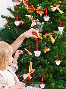 定制圣诞雪橇铃铛配红丝带，“相信”圣诞铃铛装饰配红丝带，可定制姓名/祝福，3.8 厘米迷你金属铃铛，适用于圣诞树、婚礼和派对装饰，圣诞装饰 - 彩色 - 查看 4