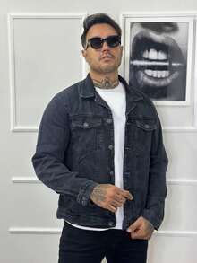 Men's Denim Jacket - Dark Grey - View 6