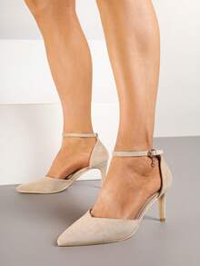 Vices Heels With Leather Insole And Ankle Strap - Khaki - View 2