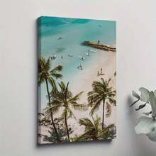 1PC Framed 30*40cm(12*16inch)Or40*60cm(16*24inch) Boho Style Summer Pool Beach Palm Whale Northern Europe Posters Prints Canvas Painting Wall Art Picture Living Room Home Decor (2)