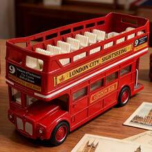 1 件复古英国双层巴士模型、合金玩具车、男孩玩具、合金巴士模型、复古英伦风格、合金巴士模型、车辆装饰、双层巴士礼物、可移动巴士收藏品、圣诞节礼物、圣诞装饰、感恩节礼物、平安夜礼物 - 彩色 - 查看 2