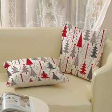2 buc. față de pernă de Crăciun, față de pernă geometrică colorată roșie și gri cu model de brad de Crăciun, față de pernă decorativă de Crăciun, față de pernă decorativă de iarnă cu model rustic, potrivită pentru canapeaua extensibilă de acasă. (40,6 cm * 40,6 cm, 45,7 cm * 45,7 cm, 50,8 cm * 50,8 cm)
