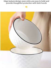 1pc/4pcs Rose Diamond Pattern Ceramic Bowl, 4.5in/5in Pasta/Soup Bowl, Deep Ceramic Bowl, Microwave , Luxury Nordic Style Diamond Black Line Design