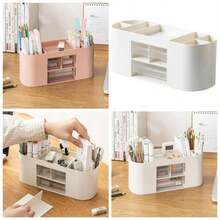 Organizador de escritorio de oficina con 3 cajones de almacenamiento, multiusos, bolgrafos, cosmticos, herramientas de maquillaje, contenedor para bolgrafos - Baijia Transparente D - Ver 1