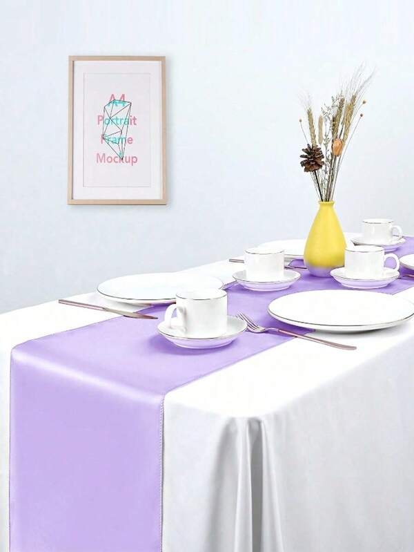 2pcs/5pcs/10pcs Light Purple Satin Table Runners, Long Silk Table Runners For Wedding, Baby, Bridal Shower, Hotel, Home, Banquet, Outdoor Event, Graduations, Birthday, Party Wedding Table Runners For Rectange And Round Table