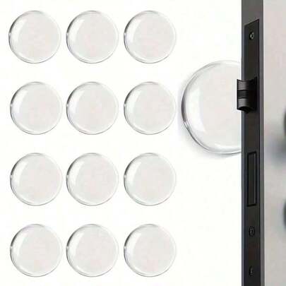 6pcs Vibration Absorbing Transparent Self-Adhesive Door Stop Wall Protector - Noise Reduction, Easy To Install, Reusable Plastic Design, Suitable Home And Office Use, Polished Metal Surface, Durable, Prevents Bangs And Scratches, Door Stop Sticker