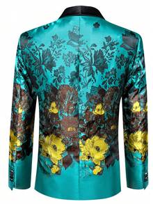 1pcs Mens Blazer Suit Teal Blue Jacket One Button Coats Regular Fit Wedding Formal Casual Party Banquet-Without Bowtie Set - 水鴨藍 - 查看 7