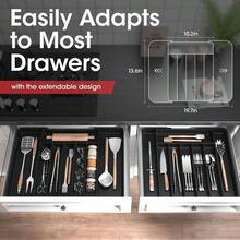 Silverware Organizer - Expandable Kitchen Drawer Organizer, Adjustable Utensil Organizer, Cutlery Tray Forks, Knives, Multipurpose Kitchen Organizers And Storage Solution, Black, Large - 大號+黑色 - 查看 5