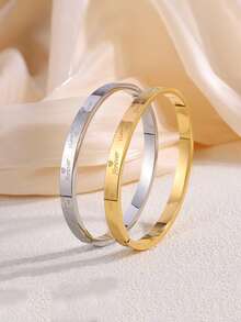 1 件简约不锈钢手链，18K 镀金，理想的礼物，适合日常佩戴