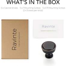 Ravinte Juego de 5 pomos redondos de bronce aceitado para clóset de cocina de un solo agujero accesorios para armarios de cocina - Bronce frotado con aceite - Ver 7