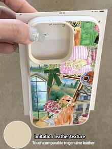 Flower 1pc New Watercolor Floral Bouquet & Puppy Frame Pattern Soft Protective Phone Case, Anti-Slip & Shock-Resistant, Compatible With Apple And Phones - Multicolor - View 3