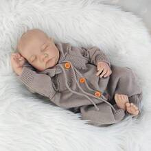 18英寸全乙烯塑料重生娃娃逼真娃娃睡眠仿真婴儿3D皮肤可见血管生日礼物 - 棕色 - 查看 5