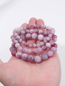 1pc Multicolour Tourmaline Beaded Bracelet For Women Men Plum Tourmaline Jade Love,Prosperity And Good Luck Crystals Partys Jewelry Gifts UNISEX - Multicolor - View 5