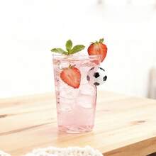 1 pieza Vaso con incrustación de fútbol para uso doméstico, vaso transparente para agua, té, leche o jugo