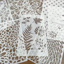 8 Stücke strukturierte Sprühschablonen mit Aussparungen, geeignet für DIY Wanddekoration, Türrahmen dekorative Malvorlagen, Wand- und Möbelbemalung, wiederverwendbare dekorative Malkunstutensilien