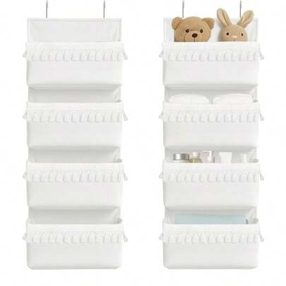 1pc Over The Door Baby Organizer Hanging, 5 Pockets Boho Nursery Decor Organizer Behind ,The Door Storage With Tassels Decoration For For Baby Rooms, Bedrooms, Living Rooms And Bathrooms,Better Management Of Space, Decorate Your Baby's Room