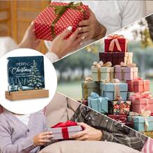 Panneau acrylique de renne de Noël bleu d'hiver, décoration de bureau Wonderland gelé - Joyeuses fêtes et bonne année, décorations de Noël bleu givré pour la maison, centre de table élégant