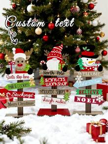 Charming Wooden Christmas Decor Set - Santa, Snowman & Reindeer Ornaments For Desktop Display,Wooden Freestanding Reindeer Personalised Christmas Table Decorations,Personalised Wooden , Personalised Family Christmas Decoration, Christmas Decor, Freestanding Reindeer Family Decorations,