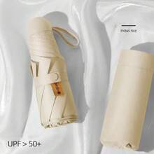 1 pièce Parapluie pliable compact et léger de 6 baleines, imperméable avec protection UV, convient pour la pluie et le soleil, manche en acier inoxydable