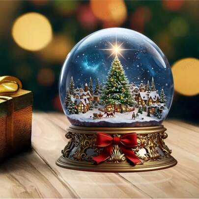19 厘米 X 15 厘米亚克力雪花球圣诞树装饰，非常适合在冬季在卧室、咖啡馆、客厅和户外空间的桌面上展示 - 完美的节日礼物