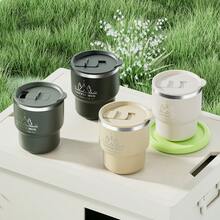 1 pieza Taza de café de acero inoxidable 304 de 400ML con tapa, vaso aislado de doble capa, vaso de bebida de gran capacidad de pared doble portátil, taza termo, taza reutilizable resistente al frío y al calor para té, leche, café, recipiente duradero para bebidas, adecuado para estudiantes y adultos en la escuela, oficina, campamento al aire libre, picnic, viaje