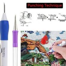 LAMYA 7 件刺绣打孔针缝纫工具套装，适用于手工编织和缝纫，神奇刺绣打孔针套件缝纫工具套装 - 藍白色 - 查看 7