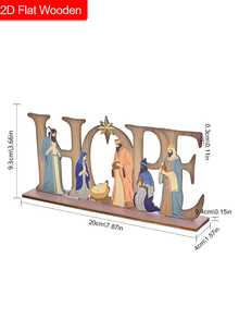 1 pezzo Targa in legno con scena della Natività, integrando la scena della Natività nella mangiatoia nel design della parola "Speranza", regali di Natale, regali cristiani, decorazione, decorazione per la casa, decorazione per luoghi religiosi