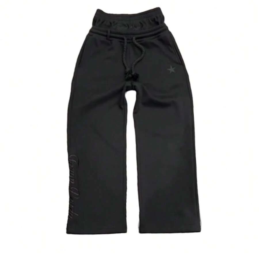 Double Waisted Sweatpants Men Y2k Baggy Sweatpants Drawstring Wide Leg Gym Workout Pants Loose Vintage Grunge Pants{"Size_name":"Small","Color_name":"Black"} - 弗拉克 - 查看 1