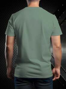 Camiseta casual transpirable para hombre manga corta diseño gráfico personalizado  estampado de logo minimalista moda urbana comodidad y estilo en una prenda esencial para el guardarropa masculino - Verde - Ver 2