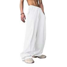WZIKAI Men's Baggy Sweatpants Elastic Waist Drawstring Wide Leg Sweatpants Casual Loose Baggy Joggers With Pockets{"Size_name":"XX-Large","Color_name":"White"} - 白色 - 查看 2