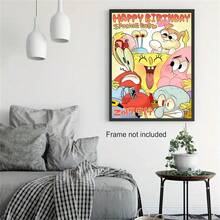 1 pièce Tapisserie murale décorative animée mignonne de personnages animés du film Bob l'éponge - Patrick l'étoile, Squidward et autres personnages animés, tapisserie murale bohème pour décoration de maison, décoration de chambre, décoration murale de pièce
