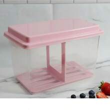 Porta Biscoito Bolacha Torrada Transparente com Tampa Divisória Puxador Opção de Cores - Rosa Bebê - Visão 3