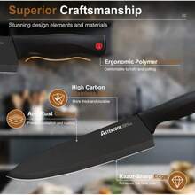 15-Piece Kitchen Knife Set With Sharpener, German Stainless Steel, Anti-Rust, Dishwasher