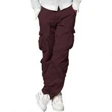 Men's  Cargo Pants - Wine Red - View 1