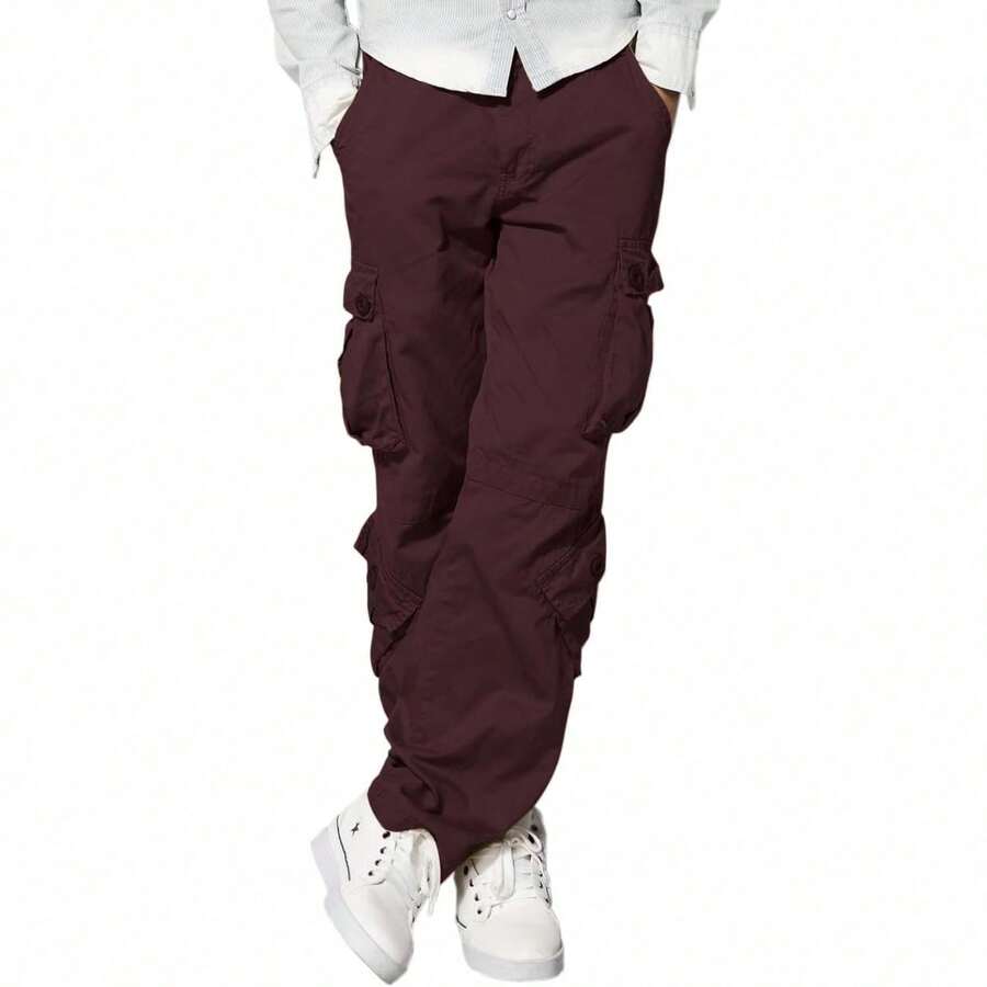 Men's Cargo Pants - Wine Red - View 1