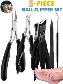 7pcs Thick Toenail Clipper Set - Wide Jaw Large Toenail Cutter, Suitable For Thick Ingrown Nails And Pedicure, Professional Sharp Heavy Duty Nail Clippers, Professional Manicure Care Kit, Unisex Travel Case, Great Gift For Friends, Boyfriends And Parents, Ideal For Halloween, Christmas