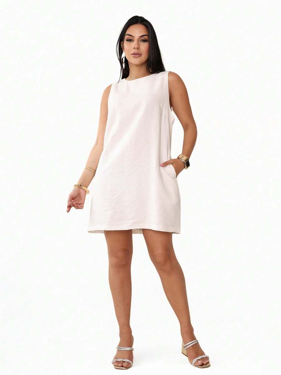Marrante Midi Dress With Zipper Pocket Haute Couture  Blogger STOCK - trắng - Xem 1