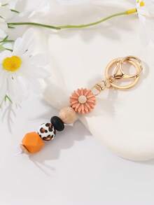 1pc Floral Print Random Boho Casual Street Party Elegant Silicone Keychain, Valentine's Day Gift