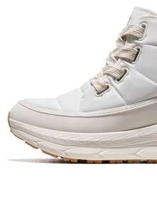 CAMEL CROWN 女士雪地靴，保暖内衬高帮运动鞋，秋冬季防滑防水鞋 - 象牙白泥沙灰 - 查看 3