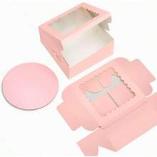 36pcs 10x10x5 Inches Pink Cake Boxes With Window 18 - Packs, 10 Inch Bakery Boxes 18 Cake Boxes+18 Cake Boards Included - 粉色 - 查看 4