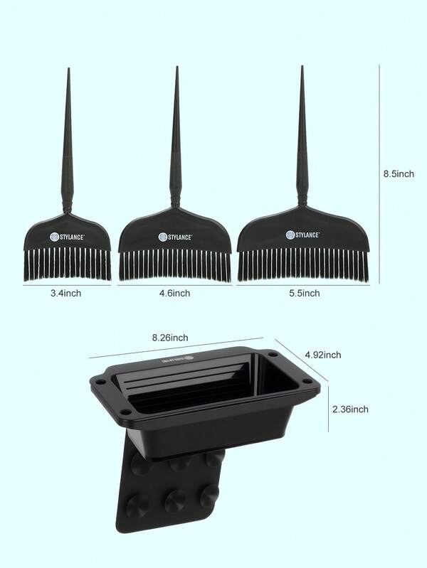 1 Set Black Salon Wash Basin With Silicone Suction Cup, Dye Bowl, And 3 Sizes Of Dye Tools,Hair,Travel,Hair Products,Hair Tools,Hair Stuff,Barber,Barber Accessories,Barbershop,Hairdressing Equipment