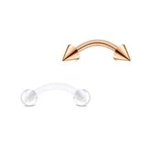 16g 8mm Rose-Gold Eyebrow Piercing Jewelry Rings Curved Barbell Vertical Labret Lip Surgical Steel Small Belly Button Snake Eyes Tongue Rook Earrings For Women Men