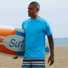 Men's UPF 50+ T-Shirt Rashguard Swim Tee Short Sleeve Shirt Swimwear For Running Swimming - 藍色 - 查看 2